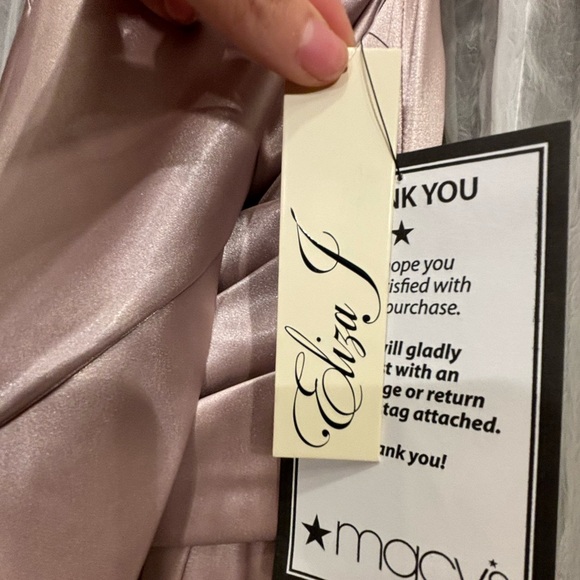 Eliza J Champagne Satin Gown with Bow Accent Size 4 NWT - Picture 8 of 9